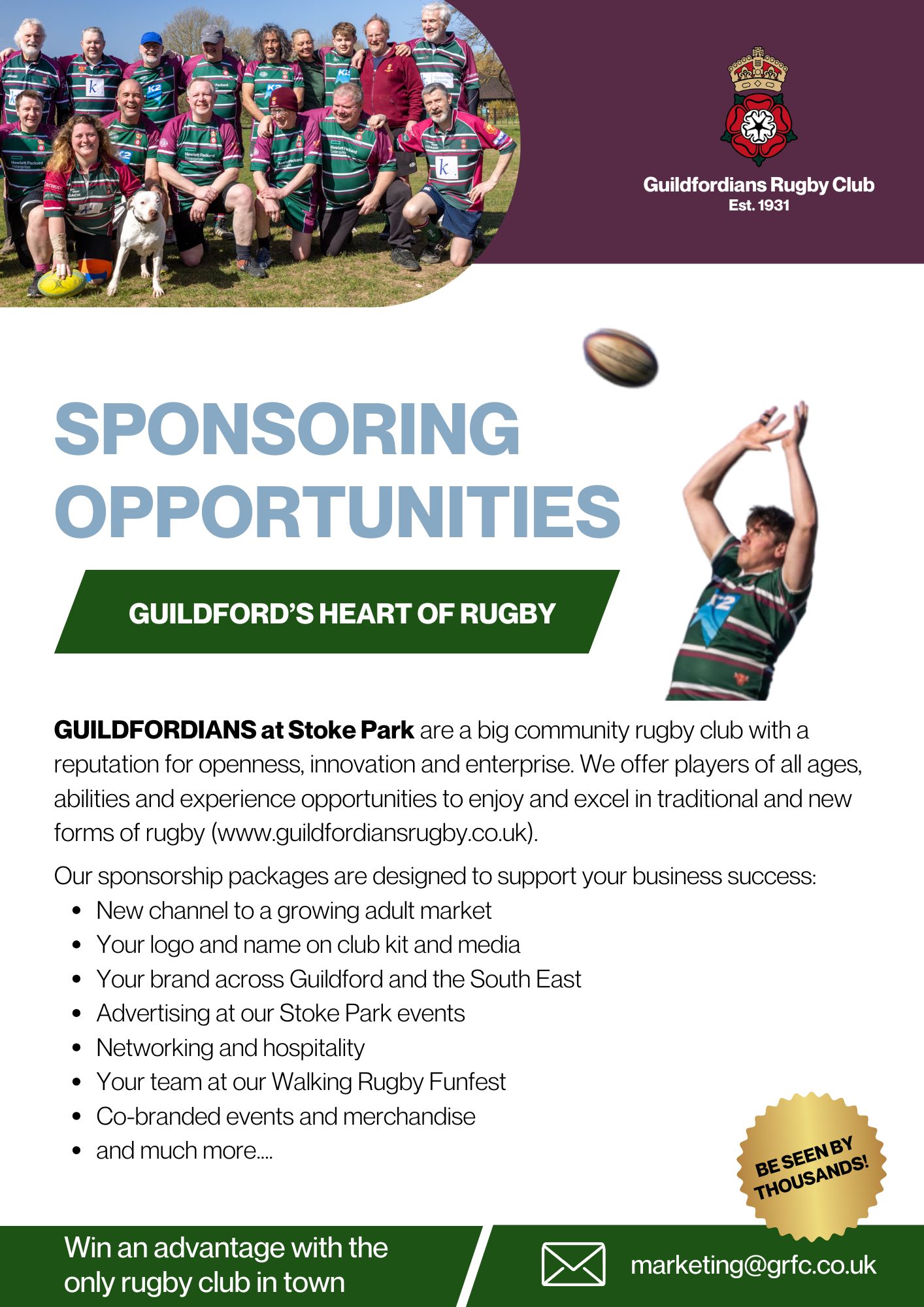 Guildfordians Rugby Club Sponsoring Opportunities ><br/><div class= Guildfordians Rugby Club Sponsoring Opportunities