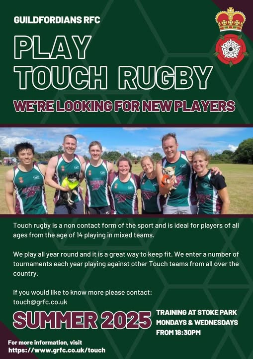 Summer Touch Rugby back at Stoke Park (14+ to Adult)